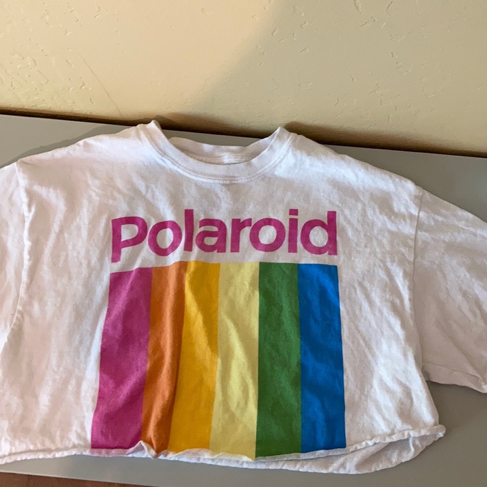 A cropped Polaroid tee